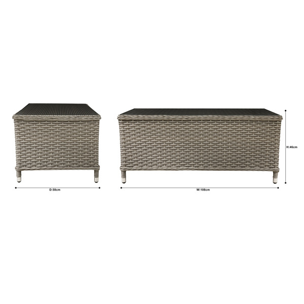 Sealey Dellonda Chester Rattan Wicker Outdoor Balcony Table with Tempered Glass Top