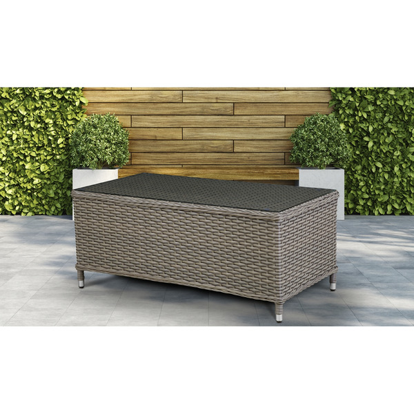 Sealey Dellonda Chester Rattan Wicker Outdoor Balcony Table with Tempered Glass Top