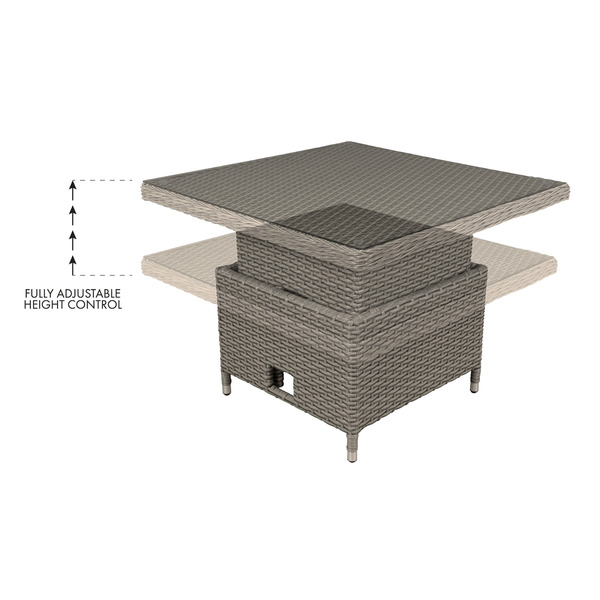 Sealey Dellonda Chester Rattan Wicker Adjustable-Height Outdoor Dining Table