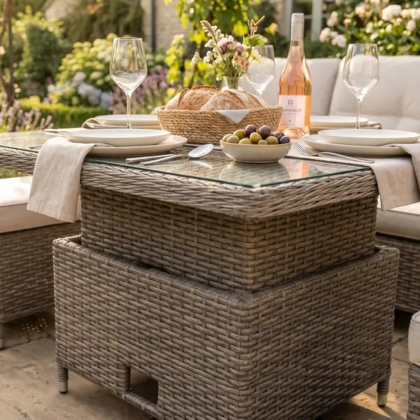 Sealey DG73 Dellonda Chester Rattan Wicker Adjustable-Height Outdoor Dining Table