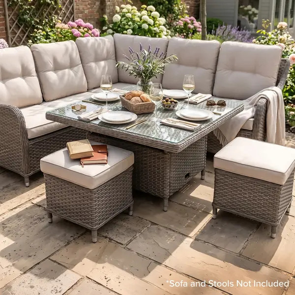 Sealey DG73 Dellonda Chester Rattan Wicker Adjustable-Height Outdoor Dining Table