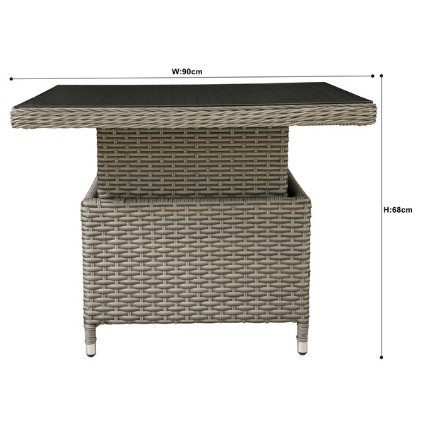 Sealey Dellonda Chester Rattan Wicker Adjustable-Height Outdoor Dining Table