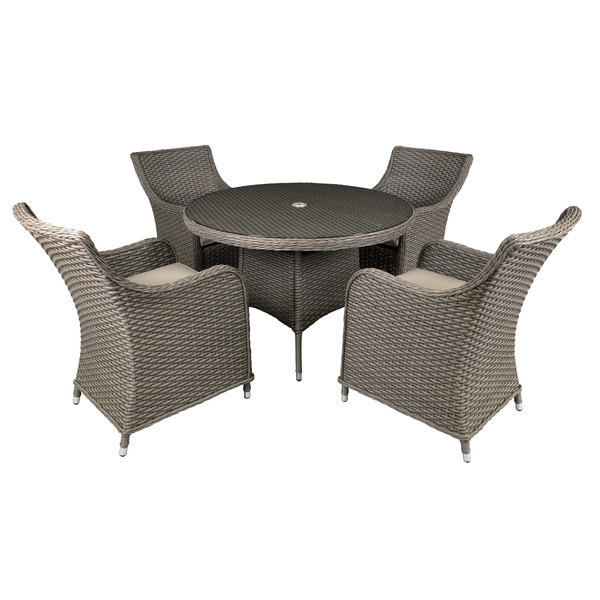 Sealey DG84 Dellonda Chester Rattan Wicker Outdoor Dining Set with Tempered Glass Tabletop 5pc