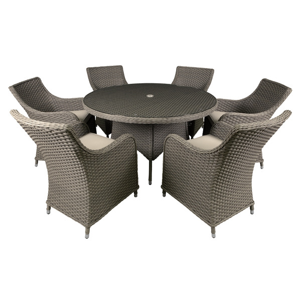 Sealey DG85 Dellonda Chester Rattan Wicker Outdoor Dining Set with Tempered Glass Tabletop 7pc