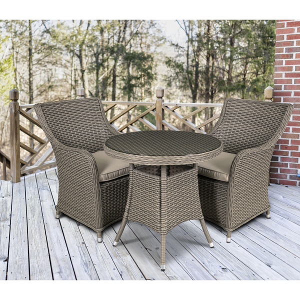 Sealey DG86 Dellonda Chester Rattan Wicker Outdoor Dining Set with Tempered Glass Tabletop 3pc