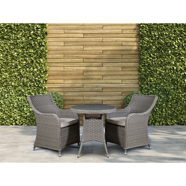 Sealey DG86 Dellonda Chester Rattan Wicker Outdoor Dining Set with Tempered Glass Tabletop 3pc