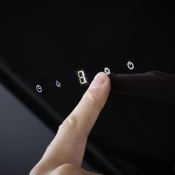 Sealey DH105 Baridi Angled Chimney Cooker Hood with Touch Controls & Carbon Filters 60cm - Black Glass