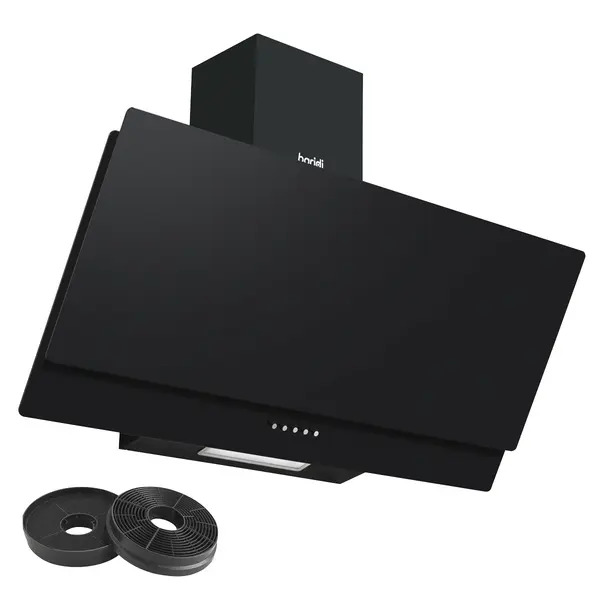Sealey DH106 Baridi Angled Chimney Cooker Hood with Carbon Filters & LED Lamp 90cm, Energy Class A - Black Glass