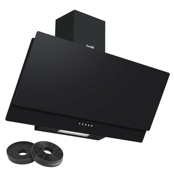 Sealey DH106 Baridi Angled Chimney Cooker Hood with Carbon Filters & LED Lamp 90cm, Energy Class A - Black Glass