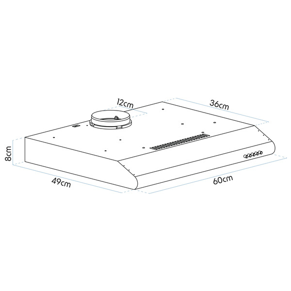 Sealey DH108 Baridi Visor Cooker Hood Extractor Fan 60cm - Stainless Steel