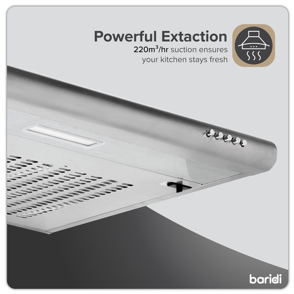 Sealey DH108 Baridi Visor Cooker Hood Extractor Fan 60cm - Stainless Steel