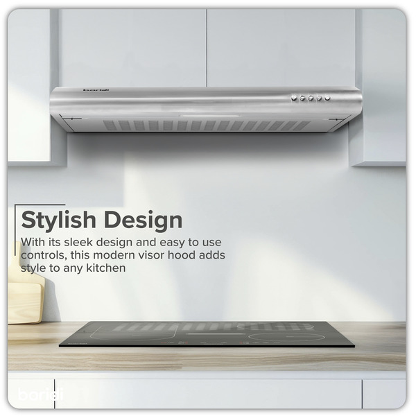 Sealey DH108 Baridi Visor Cooker Hood Extractor Fan 60cm - Stainless Steel