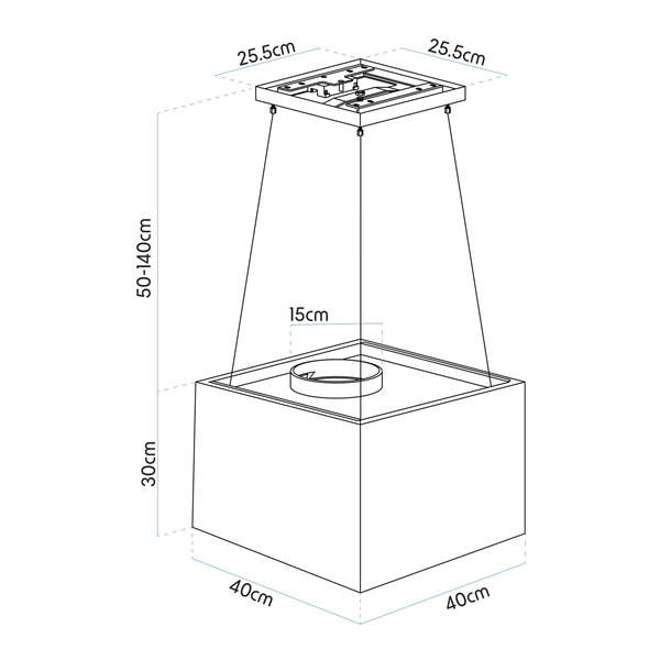 Sealey Baridi Square Island Cooker Hood 40cm - Black