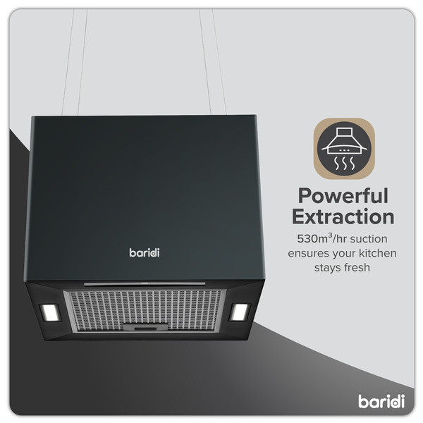 Sealey Baridi Square Island Cooker Hood 40cm - Black