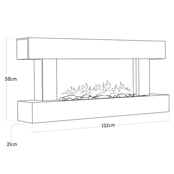 Sealey Baridi Wall Mounting Electric Fireplace with LED Flame Effect 52