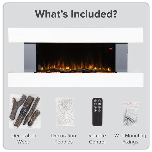 Sealey Baridi Wall Mounting Electric Fireplace with LED Flame Effect 52