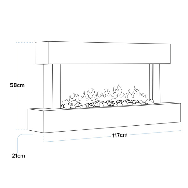 Baridi Wall Mounting Electric Fireplace with LED Flame Effect 46