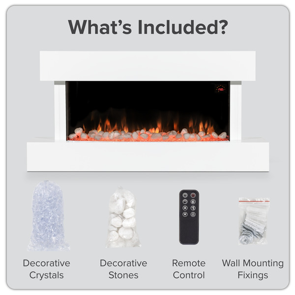 Baridi Wall Mounting Electric Fireplace with LED Flame Effect 46