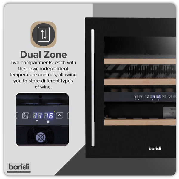Baridi 36 Bottle Wine Fridge & Cooler 60cm