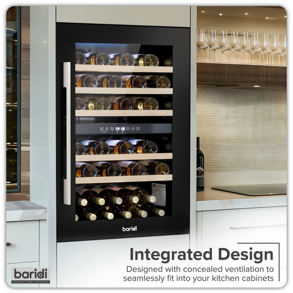 Baridi 57 Bottle Dual Zone Wine Fridge & Cooler 60cm