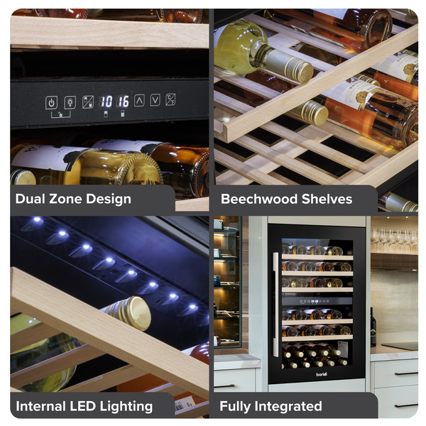 Baridi 57 Bottle Dual Zone Wine Fridge & Cooler 60cm