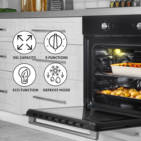 Sealey Baridi Integrated Fan-Assisted Electric Oven 60cm 55L Capacity - Black