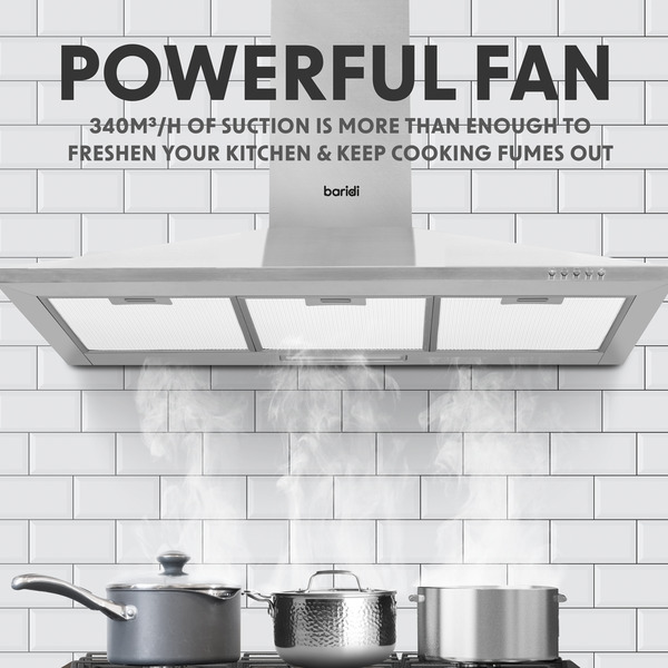 Sealey DH127 Baridi Cooker Hood with Carbon Filters 90cm - Stainless Steel