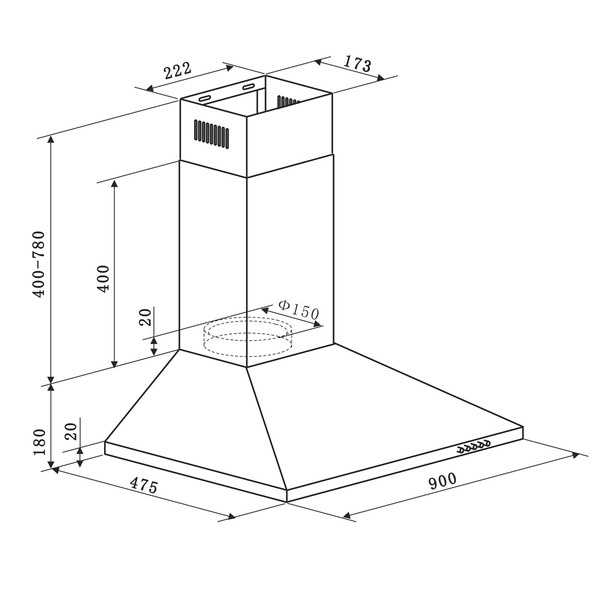 Sealey DH127 Baridi Cooker Hood with Carbon Filters 90cm - Stainless Steel