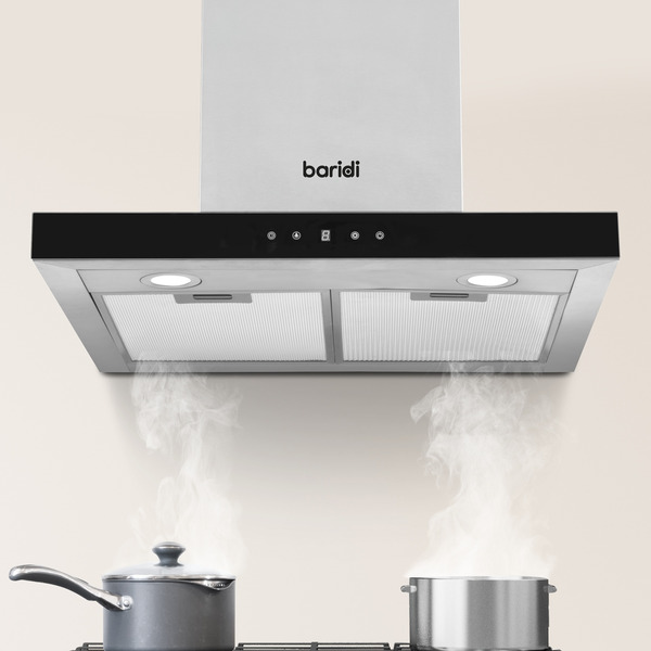 Sealey DH130 Baridi T-Shape Chimney Cooker Hood with Carbon Filters 60cm - Stainless Steel
