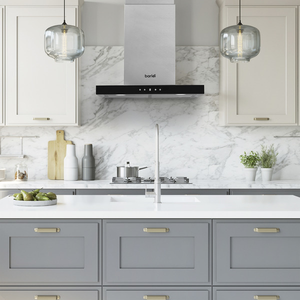 Sealey DH130 Baridi T-Shape Chimney Cooker Hood with Carbon Filters 60cm - Stainless Steel