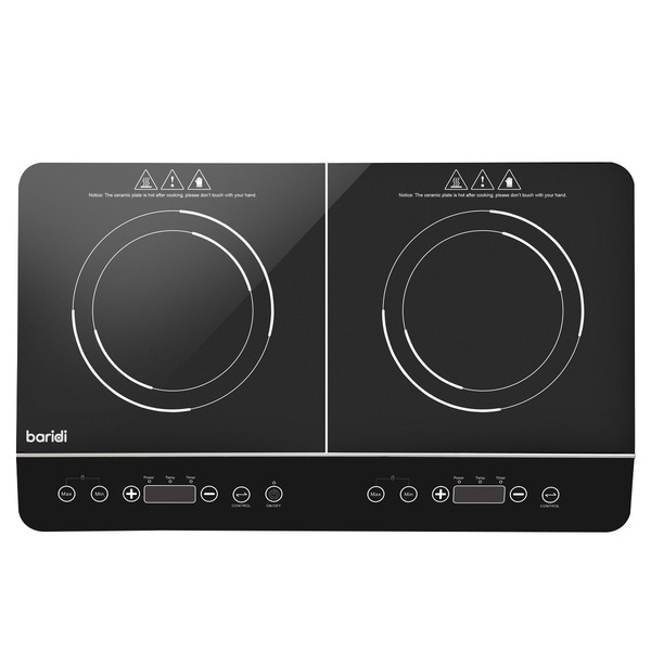 Sealey DH146 Baridi Portable Induction Hob with 2 Cooking Zones 60 x 36 x 6.5cm - Black
