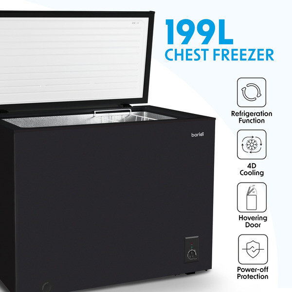 Sealey DH151 Baridi Freestanding Chest Freezer 199L Capacity - Black