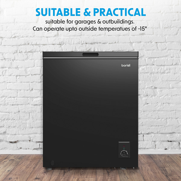 Sealey DH152 Baridi Freestanding Chest Freezer 142L Capacity - Black