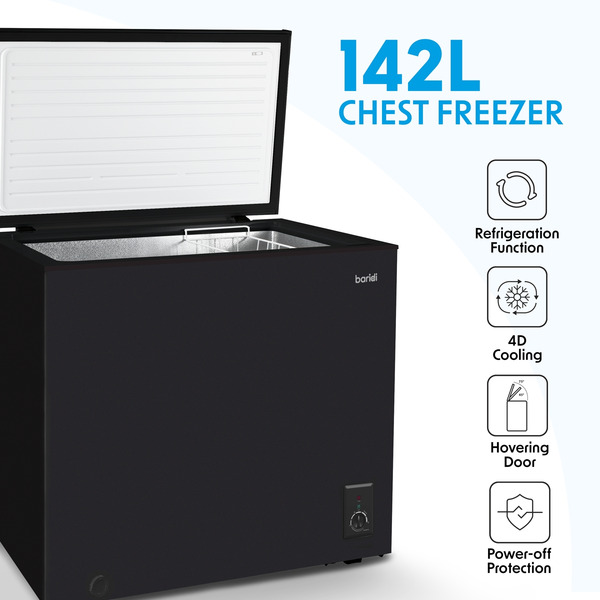 Sealey DH152 Baridi Freestanding Chest Freezer 142L Capacity - Black