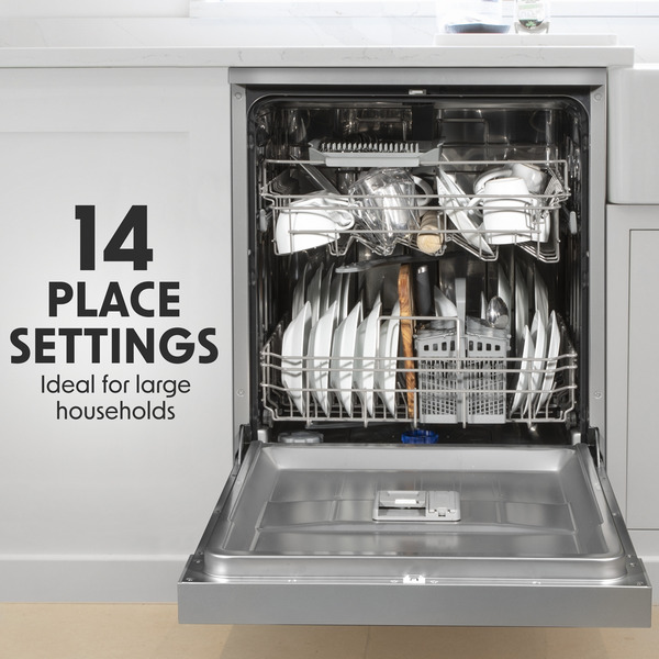 Sealey DH167 Baridi Regular Sized Freestanding Dishwasher 60cm Wide 14 Place Settings - Silver
