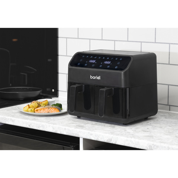Sealey Baridi Dual Zone Air Fryer 8L with 8-in-1 Functions Touch Controls, Easy-Clean, Black - DH172