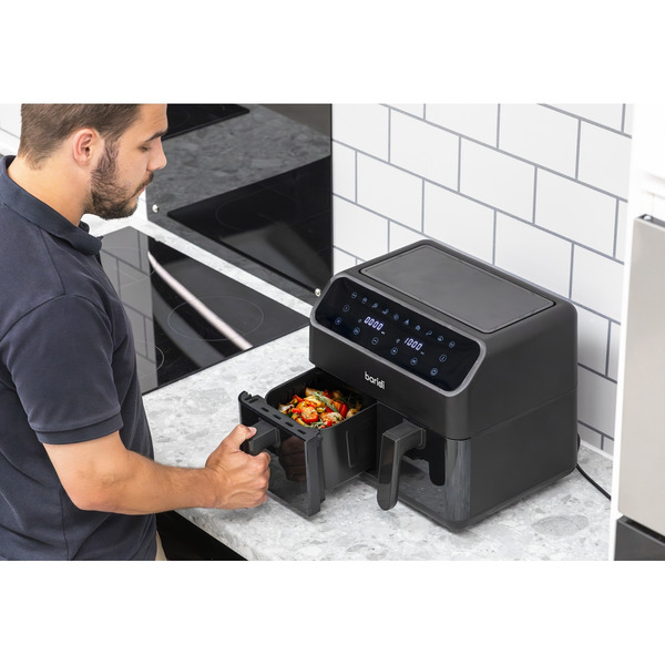 Sealey Baridi Dual Zone Air Fryer 8L with 8-in-1 Functions Touch Controls, Easy-Clean, Black - DH172