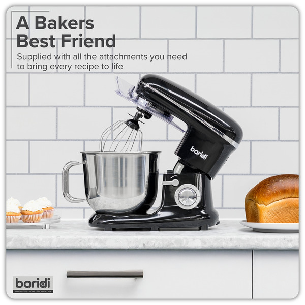 Sealey DH173 Baridi 1500W Stand Mixer with Accessories 6L - Black