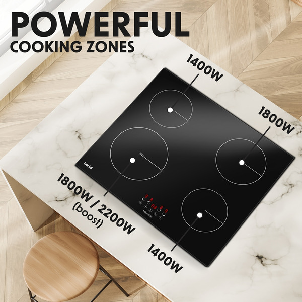 Sealey DH176 Baridi Integrated Induction Hob with 4 Cooking Zones 60cm 6800W Output