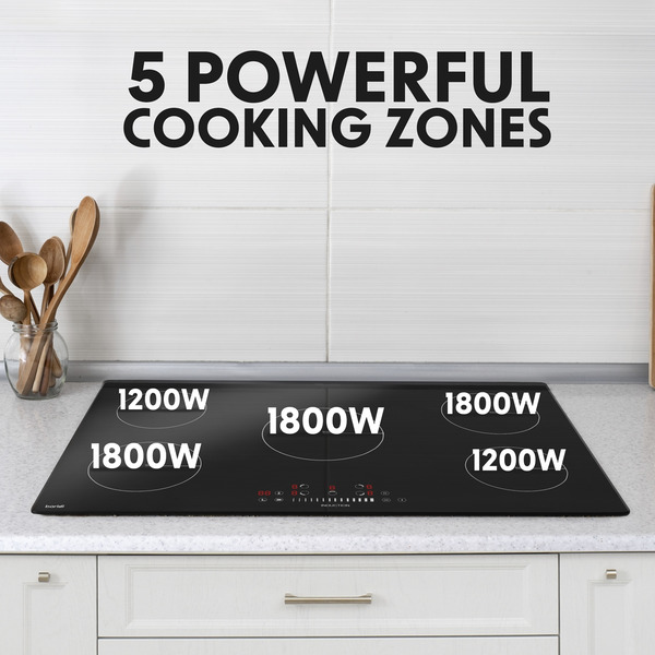 Sealey DH180 Baridi Integrated Induction Hob with 5 Cooking Zones 90cm 9300W Output