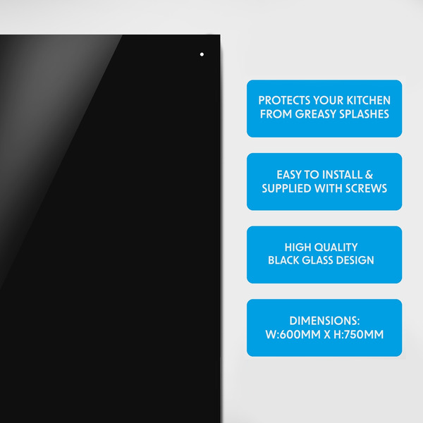 Sealey DH194 Baridi Splashback for Cooker Hoods 60 x 75cm - Black