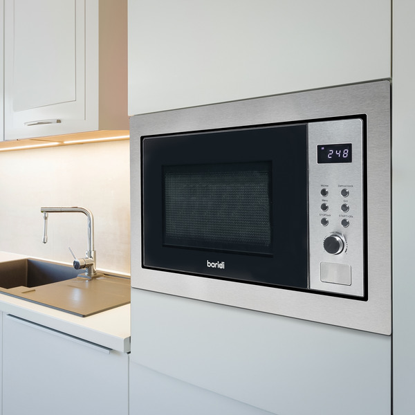 Sealey DH197 Baridi Integrated Microwave Oven with Grill 25L Capacity 900W - Stainless Steel
