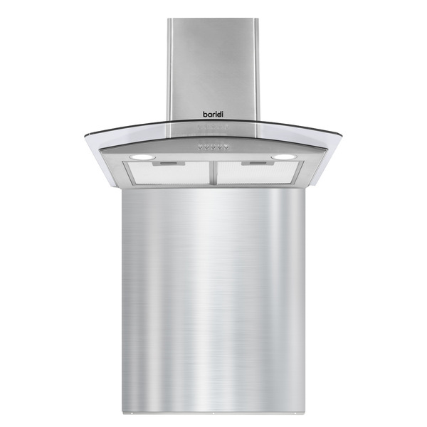 Sealey DH208 Baridi Curved Glass Cooker Hood with Carbon Filters, LED Lights & Splashback 60cm - Stainless Steel