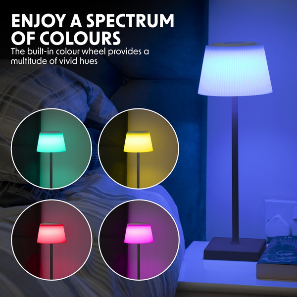 Sealey DH212 Dellonda Rechargeable Table Lamp for Home Office Restaurant RGB Colours