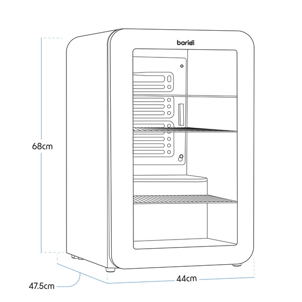 Baridi Retro Style Drinks/Beer & Wine Fridge 70L Capacity