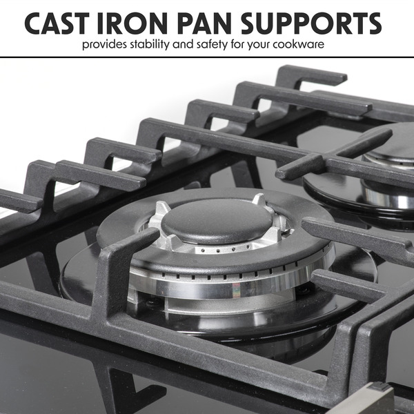 Sealey DH226 Baridi Gas Hob with 4 Cooking Zones 60cm - Black