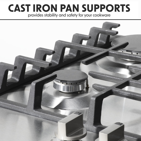 Sealey DH227 Baridi Gas Hob with 5 Cooking Zones 70cm - Stainless Steel