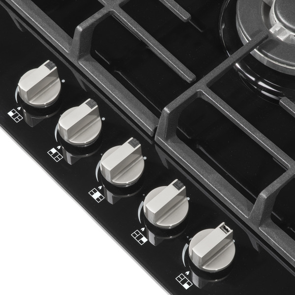 Baridi Gas Hob with 5 Cooking Zones 70cm - Black