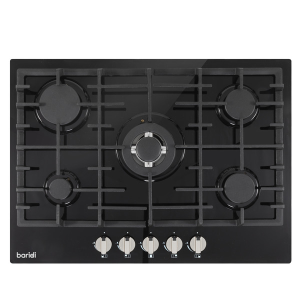 Baridi Gas Hob with 5 Cooking Zones 70cm - Black