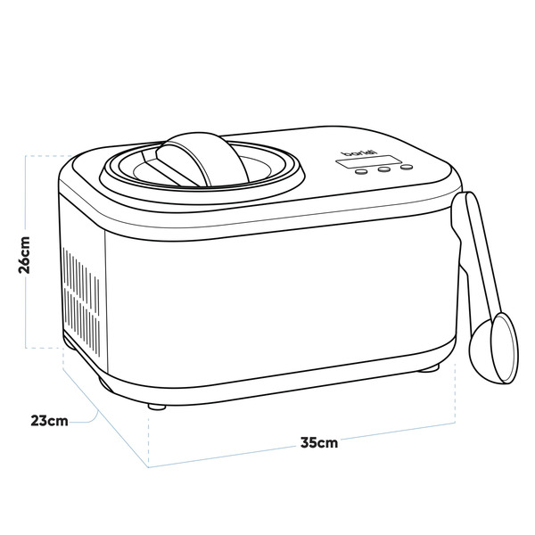 Sealey DH238 Baridi Automatic Churning Ice Cream Machine 1L Capacity - Black